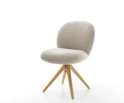DrehstuhlNube-Flex Webstoff Soft Beige Holzgestell kantig Natur 360° drehbar Taschenfederkern Versandfertig ca. 28.10.26