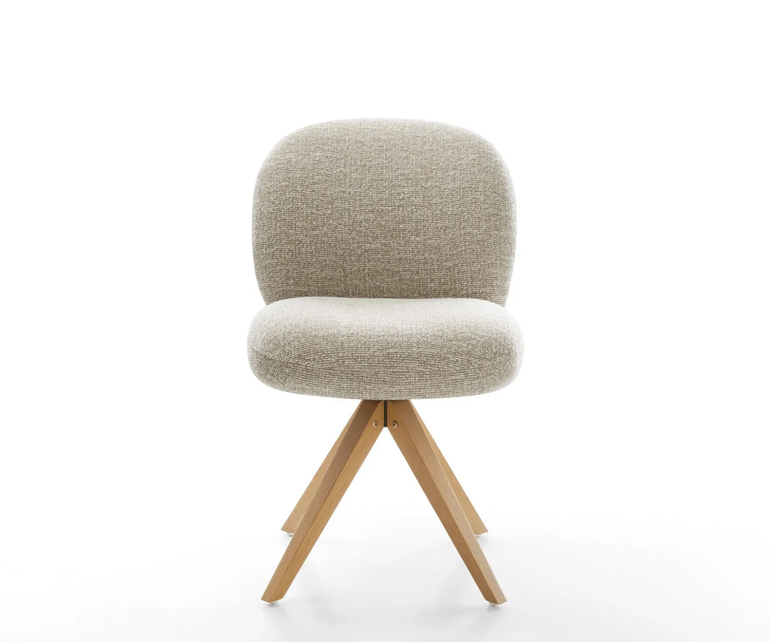 DrehstuhlNube-Flex Webstoff Soft Beige Holzgestell kantig Natur 360° drehbar Taschenfederkern Versandfertig ca. 28.10.26