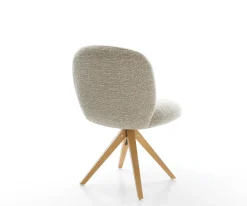 DrehstuhlNube-Flex Webstoff Soft Beige Holzgestell kantig Natur 360° drehbar Taschenfederkern Versandfertig ca. 28.10.26