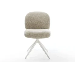 DrehstuhlNube-Flex Webstoff Soft Beige Kreuzgestell breit Weiß 360° drehbar Wippfunktion Taschenfederkern Sofort versandfertig
