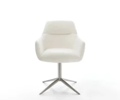 DrehstuhlPejo-Flex Bouclé Soft Beige Fußkreuz Edelstahl 360° drehbar Wippfunktion Taschenfederkern Sofort versandfertig