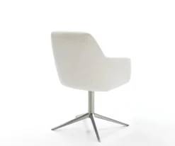 DrehstuhlPejo-Flex Bouclé Soft Beige Fußkreuz Edelstahl 360° drehbar Wippfunktion Taschenfederkern Sofort versandfertig