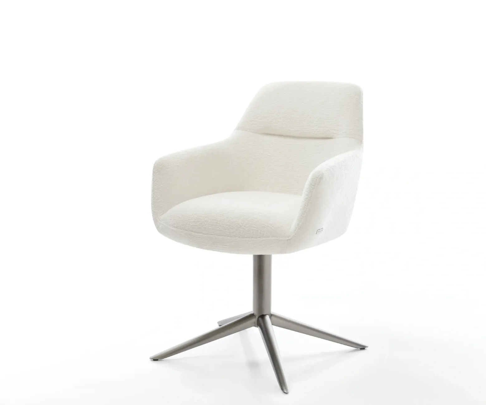 DrehstuhlPejo-Flex Bouclé Soft Beige Fußkreuz Graphit 360° drehbar Wippfunktion Taschenfederkern Sofort versandfertig