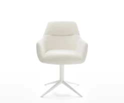 DrehstuhlPejo-Flex Bouclé Soft Beige Fußkreuz Weiß 360° drehbar Wippfunktion Taschenfederkern Sofort versandfertig