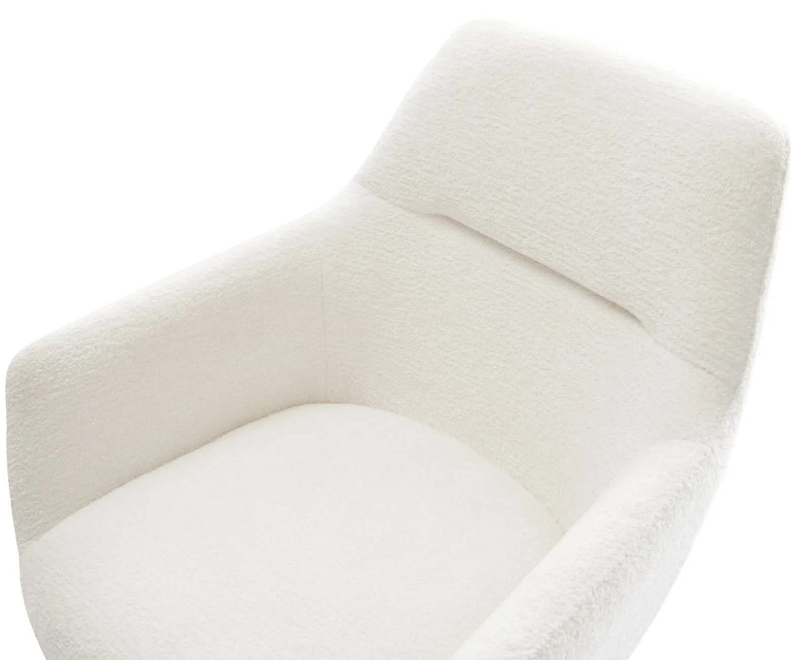 DrehstuhlPejo-Flex Bouclé Soft Beige Fußkreuz Weiß 360° drehbar Wippfunktion Taschenfederkern Sofort versandfertig