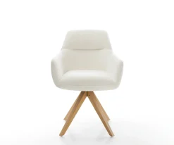 DrehstuhlPejo-Flex Bouclé Soft Beige Holzgestell kantig Natur 360° drehbar Taschenfederkern Versandfertig ca. 28.10.26