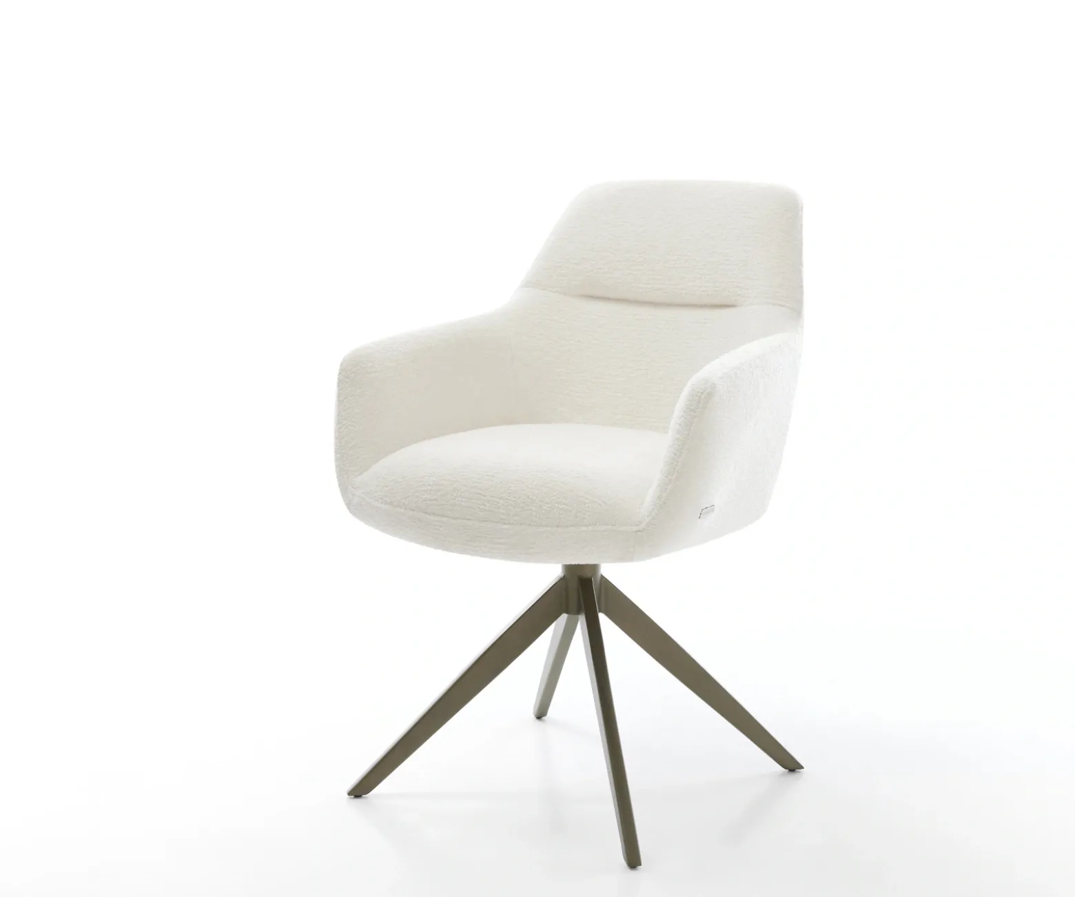 DrehstuhlPejo-Flex Bouclé Soft Beige Kreuzgestell breit Effektfinish Titan 360° drehbar Wippfunktion Taschenfederkern Sofort versandfertig