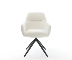 DrehstuhlPejo-Flex Bouclé Soft Beige Kreuzgestell breit Schwarz 360° drehbar Wippfunktion Taschenfederkern Sofort versandfertig