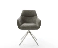 DrehstuhlPejo-Flex Bouclé Soft Schlamm Kreuzgestell breit Edelstahl 360° drehbar Wippfunktion Taschenfederkern Sofort versandfertig