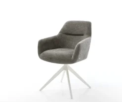 DrehstuhlPejo-Flex Bouclé Soft Schlamm Kreuzgestell breit Weiß 360° drehbar Wippfunktion Taschenfederkern Sofort versandfertig