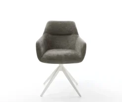 DrehstuhlPejo-Flex Bouclé Soft Schlamm Kreuzgestell breit Weiß 360° drehbar Wippfunktion Taschenfederkern Sofort versandfertig