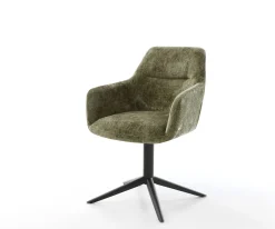 DrehstuhlPejo-Flex Chenille Olive Fußkreuz Schwarz 360° drehbar Wippfunktion Taschenfederkern Sofort versandfertig