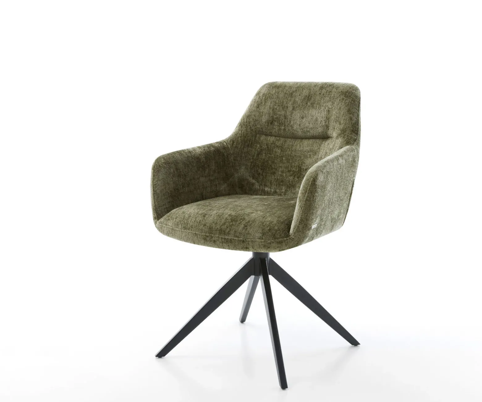 DrehstuhlPejo-Flex Chenille Olive Kreuzgestell breit Schwarz 360° drehbar Wippfunktion Taschenfederkern Sofort versandfertig