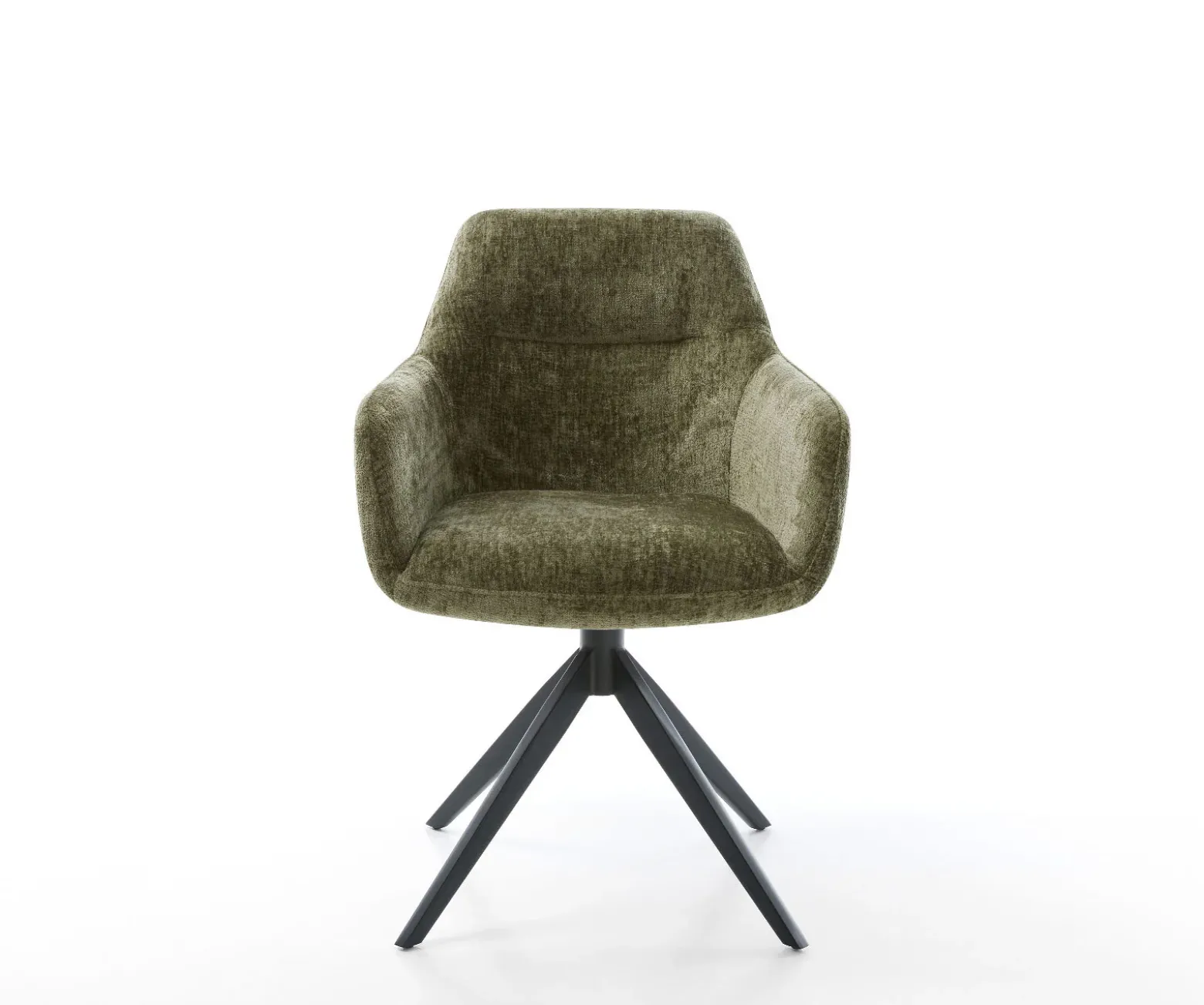 DrehstuhlPejo-Flex Chenille Olive Kreuzgestell breit Schwarz 360° drehbar Wippfunktion Taschenfederkern Sofort versandfertig
