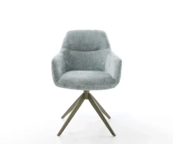 DrehstuhlPejo-Flex Chenille Pastellblau Kreuzgestell breit Effektfinish Titan 360° drehbar Wippfunktion Taschenfederkern Sofort versandfertig