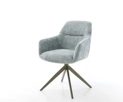 DrehstuhlPejo-Flex Chenille Pastellblau Kreuzgestell breit Effektfinish Titan 360° drehbar Taschenfederkern Sofort versandfertig