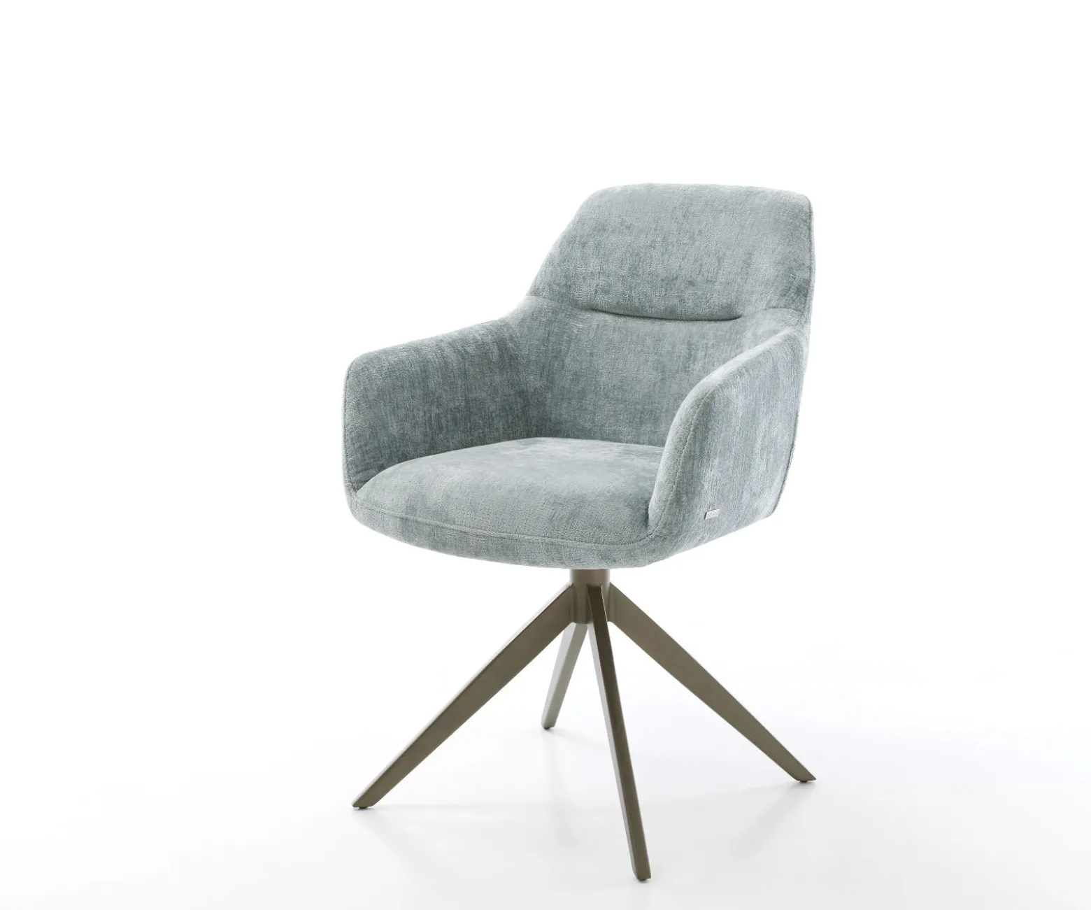 DrehstuhlPejo-Flex Chenille Pastellblau Kreuzgestell breit Effektfinish Titan 360° drehbar Taschenfederkern Sofort versandfertig