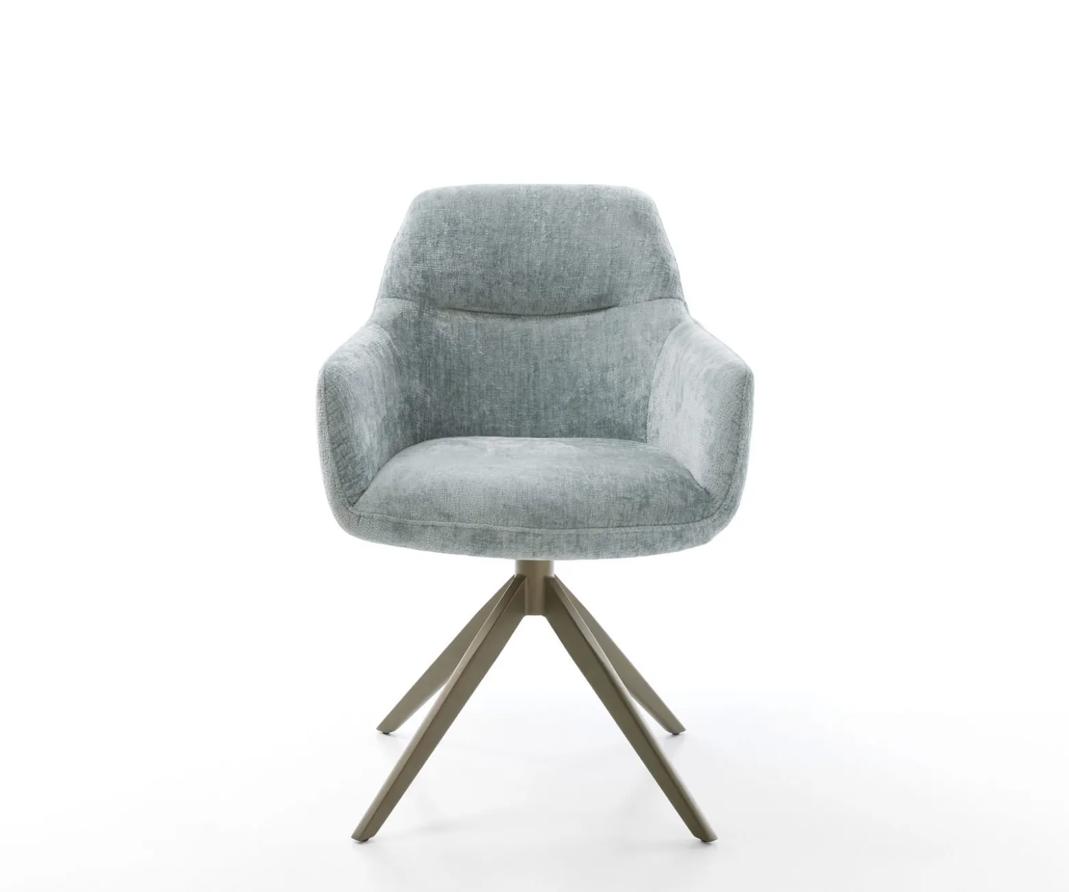 DrehstuhlPejo-Flex Chenille Pastellblau Kreuzgestell breit Effektfinish Titan 360° drehbar Taschenfederkern Sofort versandfertig