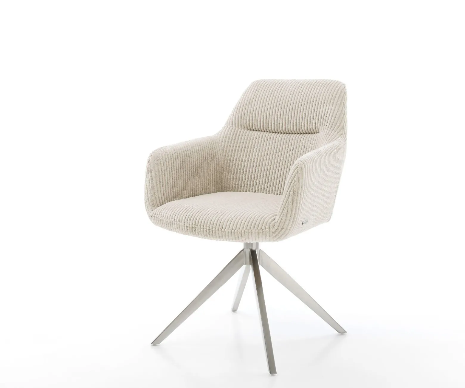 DrehstuhlPejo-Flex Cord Beige Kreuzgestell breit Edelstahl 360° drehbar Wippfunktion Taschenfederkern Sofort versandfertig