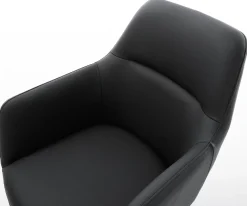DrehstuhlPejo-Flex Echt-Leder Schwarz Kreuzgestell breit Schwarz 360° drehbar Wippfunktion Taschenfederkern Sofort versandfertig