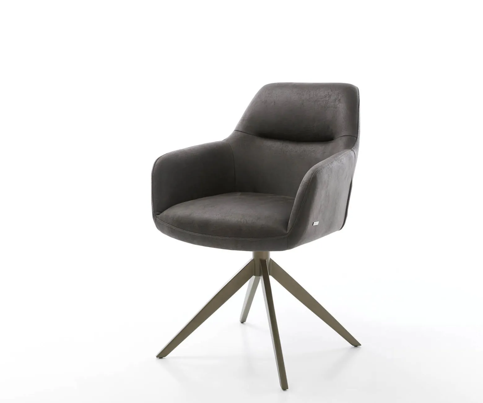 DrehstuhlPejo-Flex Mikrofaser Anthrazit Vintage Kreuzgestell breit Effektfinish Titan 360° drehbar Taschenfederkern Sofort versandfertig