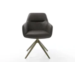 DrehstuhlPejo-Flex Mikrofaser Anthrazit Vintage Kreuzgestell breit Effektfinish Titan 360° drehbar Taschenfederkern Sofort versandfertig