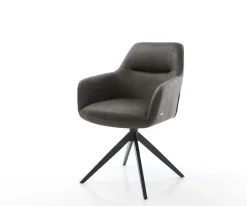 DrehstuhlPejo-Flex Mikrofaser Anthrazit Vintage Kreuzgestell breit Schwarz 360° drehbar Wippfunktion Taschenfederkern Sofort versandfertig