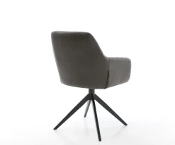 DrehstuhlPejo-Flex Mikrofaser Anthrazit Vintage Kreuzgestell breit Schwarz 360° drehbar Wippfunktion Taschenfederkern Sofort versandfertig