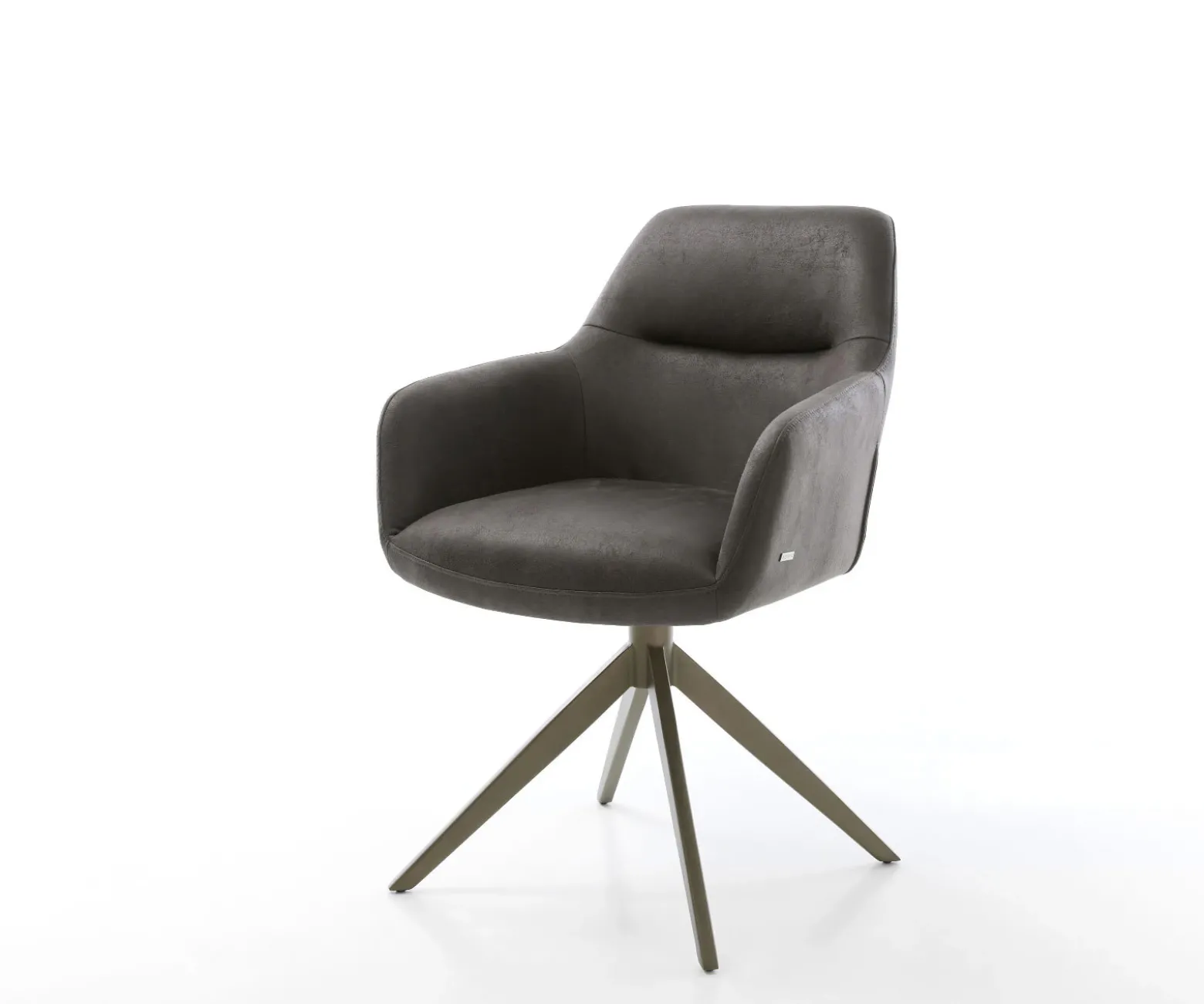 DrehstuhlPejo-Flex Mikrofaser Anthrazit Vintage Kreuzgestell breit Effektfinish Titan 360° drehbar Wippfunktion Taschenfederkern Sofort versandfertig