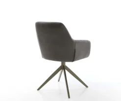 DrehstuhlPejo-Flex Mikrofaser Anthrazit Vintage Kreuzgestell breit Effektfinish Titan 360° drehbar Wippfunktion Taschenfederkern Sofort versandfertig