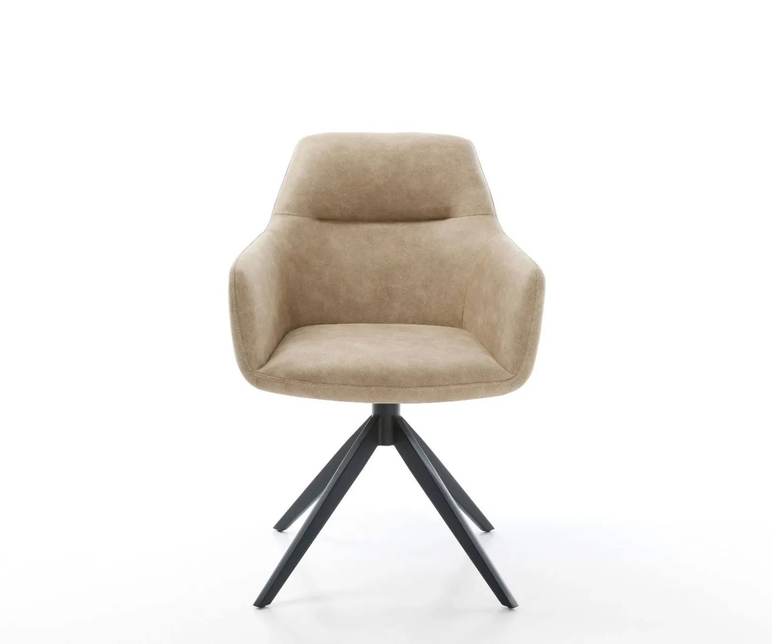 DrehstuhlPejo-Flex Mikrofaser Beige Vintage Kreuzgestell breit Schwarz 360° drehbar Wippfunktion Taschenfederkern Sofort versandfertig