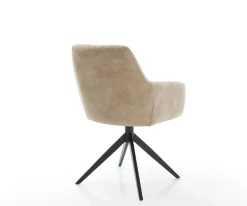 DrehstuhlPejo-Flex Mikrofaser Beige Vintage Kreuzgestell breit Schwarz 360° drehbar Wippfunktion Taschenfederkern Sofort versandfertig