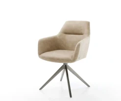 DrehstuhlPejo-Flex Mikrofaser Beige Vintage Kreuzgestell breit Graphit 360° drehbar Wippfunktion Taschenfederkern Sofort versandfertig