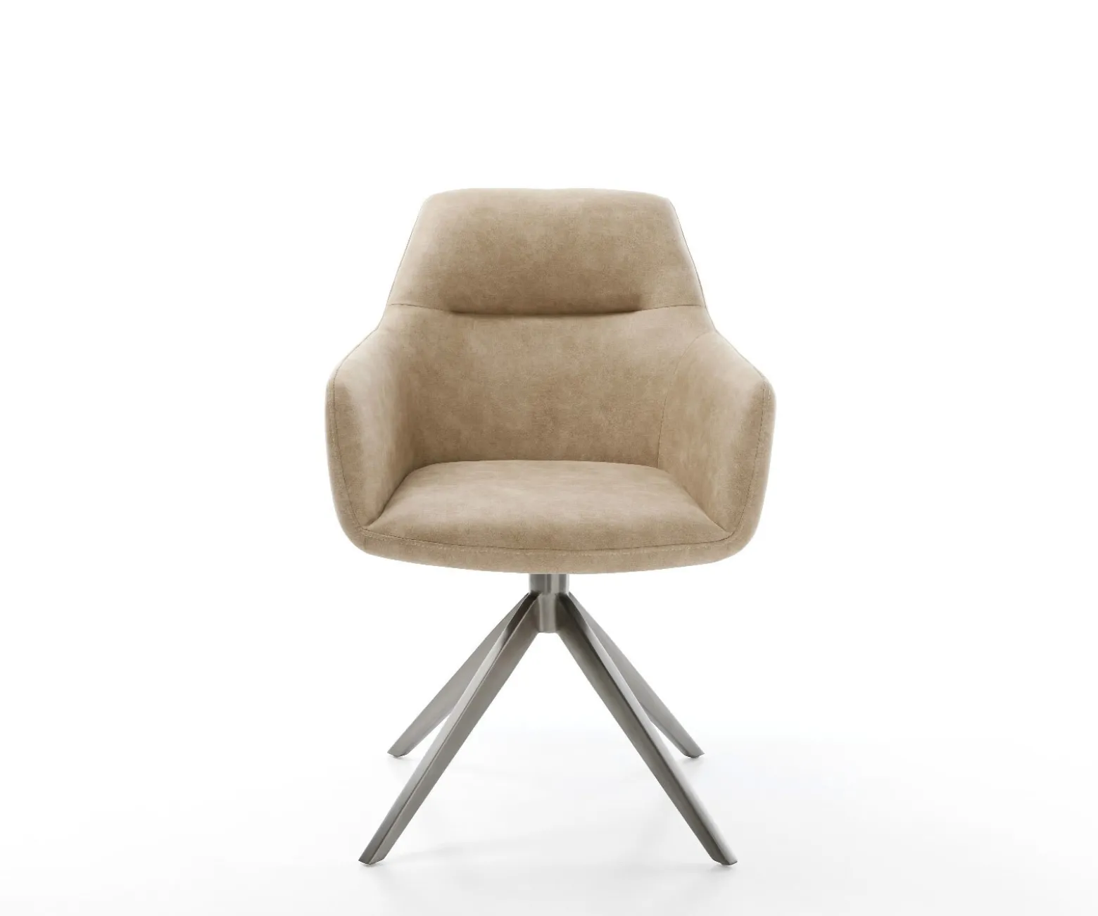 DrehstuhlPejo-Flex Mikrofaser Beige Vintage Kreuzgestell breit Graphit 360° drehbar Wippfunktion Taschenfederkern Sofort versandfertig