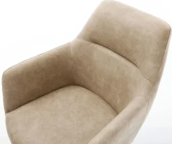 DrehstuhlPejo-Flex Mikrofaser Beige Vintage Kreuzgestell breit Graphit 360° drehbar Wippfunktion Taschenfederkern Sofort versandfertig