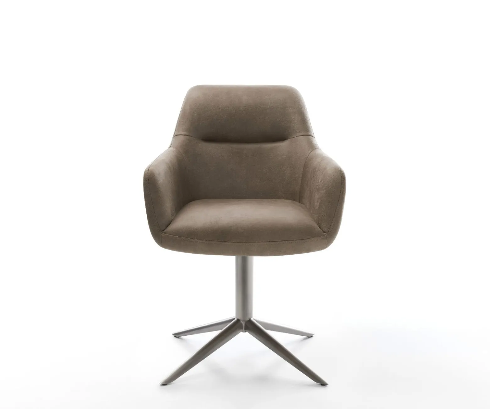 DrehstuhlPejo-Flex Mikrofaser Taupe Vintage Fußkreuz Graphit 360° drehbar Wippfunktion Taschenfederkern Sofort versandfertig