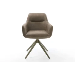 DrehstuhlPejo-Flex Mikrofaser Taupe Vintage Kreuzgestell breit Effektfinish Titan 360° drehbar Taschenfederkern Sofort versandfertig
