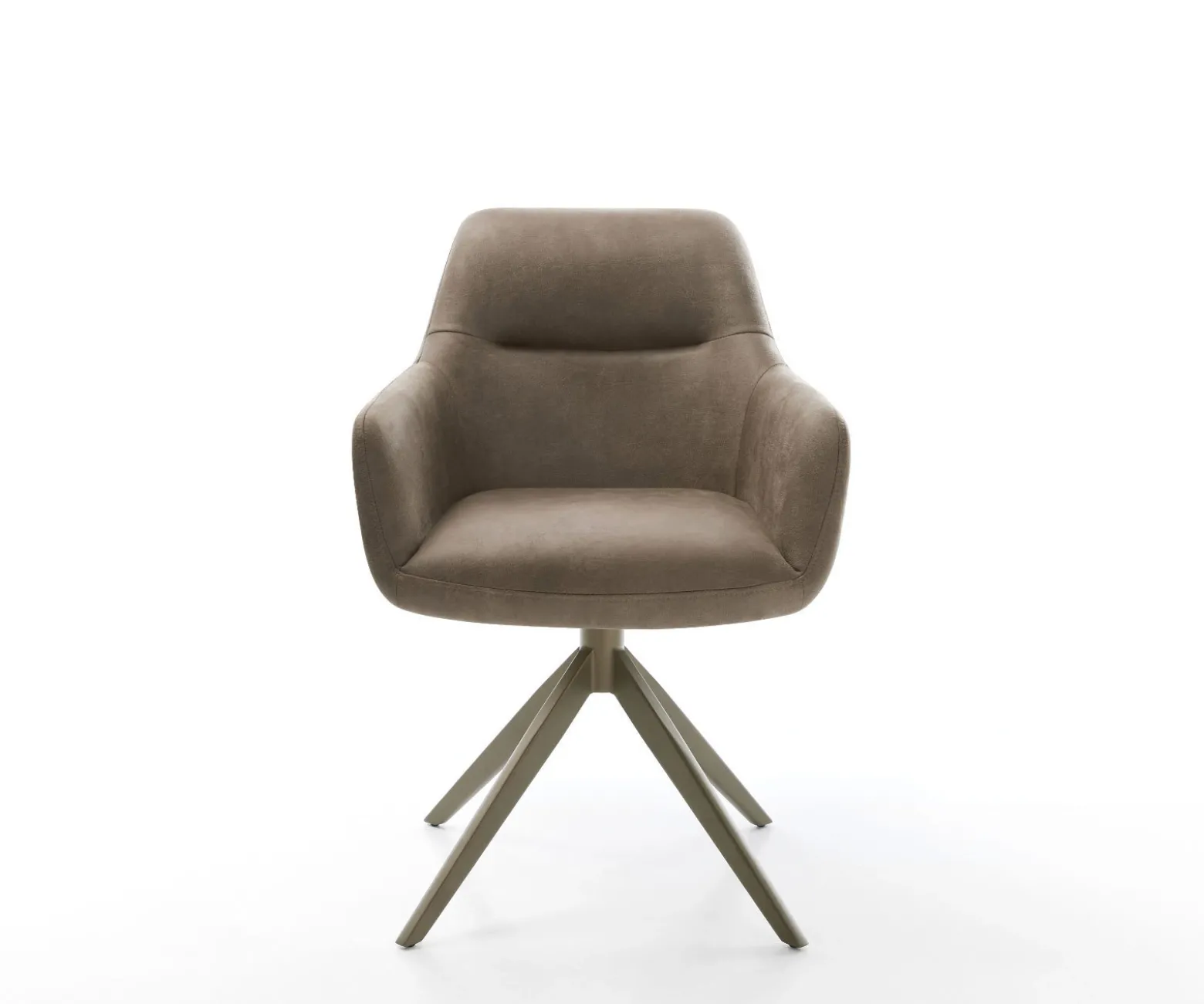 DrehstuhlPejo-Flex Mikrofaser Taupe Vintage Kreuzgestell breit Effektfinish Titan 360° drehbar Taschenfederkern Sofort versandfertig