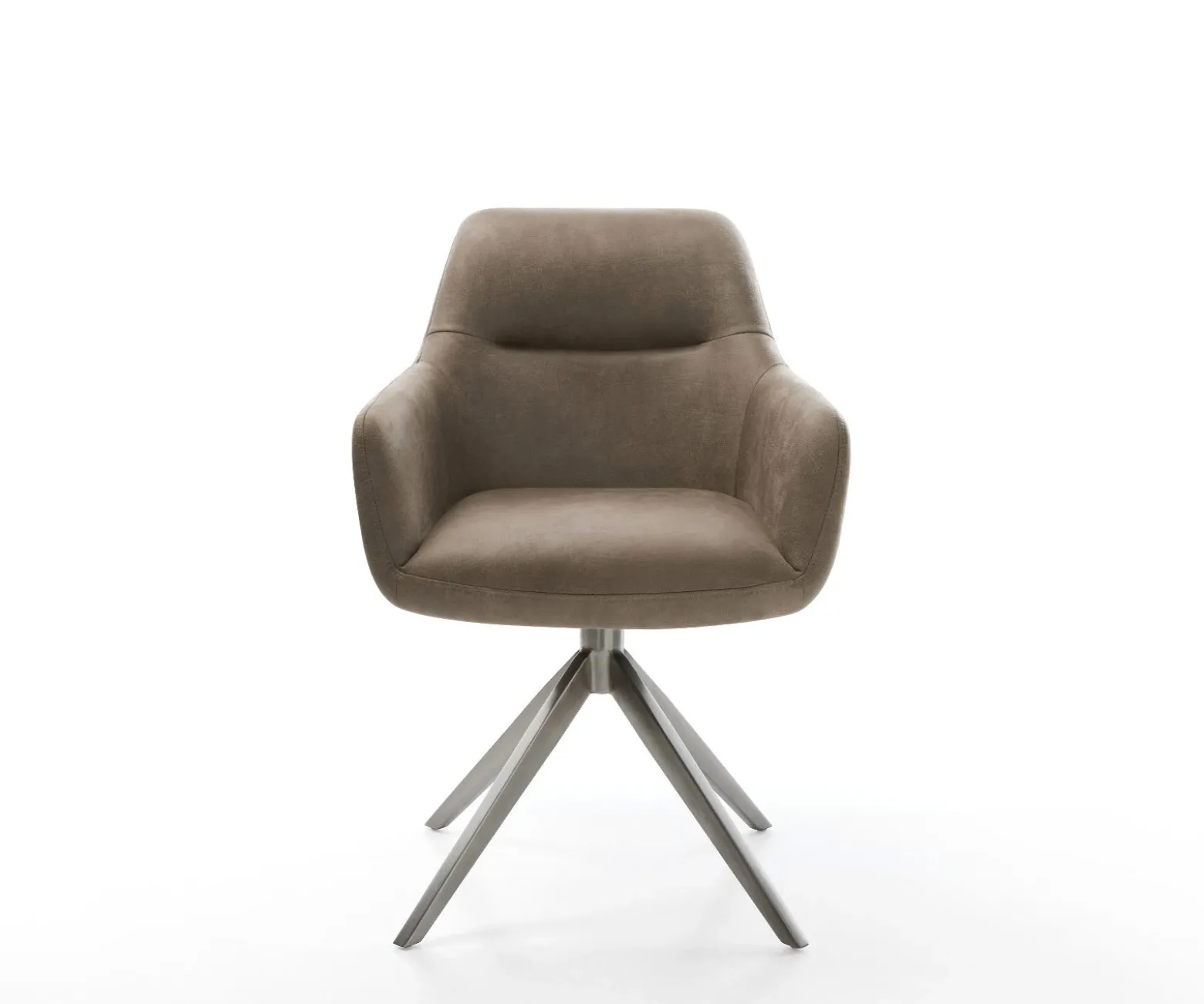 DrehstuhlPejo-Flex Mikrofaser Taupe Vintage Kreuzgestell breit Graphit 360° drehbar Wippfunktion Taschenfederkern Sofort versandfertig