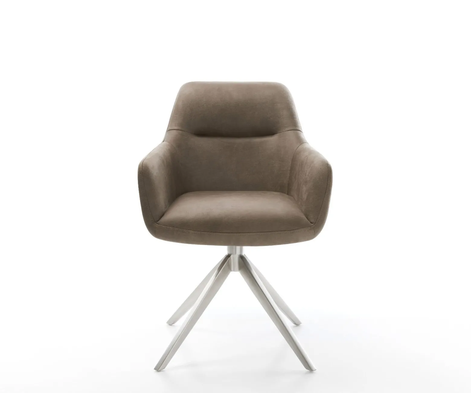 DrehstuhlPejo-Flex Mikrofaser Taupe Vintage Kreuzgestell breit Edelstahl 360° drehbar Wippfunktion Taschenfederkern Sofort versandfertig