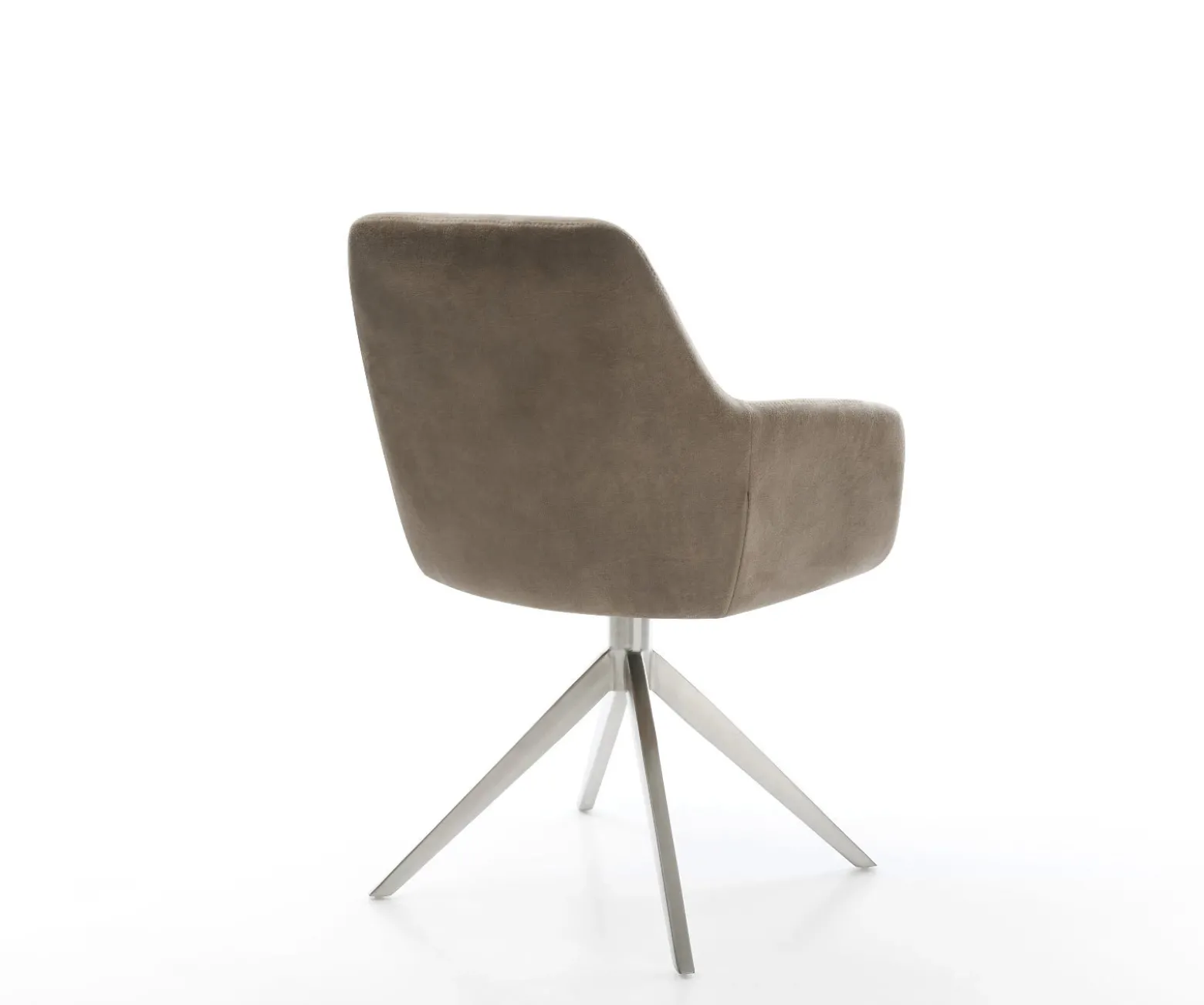 DrehstuhlPejo-Flex Mikrofaser Taupe Vintage Kreuzgestell breit Edelstahl 360° drehbar Wippfunktion Taschenfederkern Sofort versandfertig