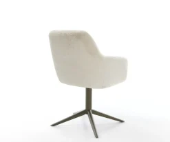 DrehstuhlPejo-Flex Plüsch Creme-Weiß Fußkreuz Effektfinish Titan 360° drehbar Wippfunktion Taschenfederkern Sofort versandfertig