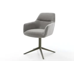 DrehstuhlPejo-Flex Strukturstoff Soft Grau Fußkreuz Effektfinish Titan 360° drehbar Wippfunktion Taschenfederkern Sofort versandfertig
