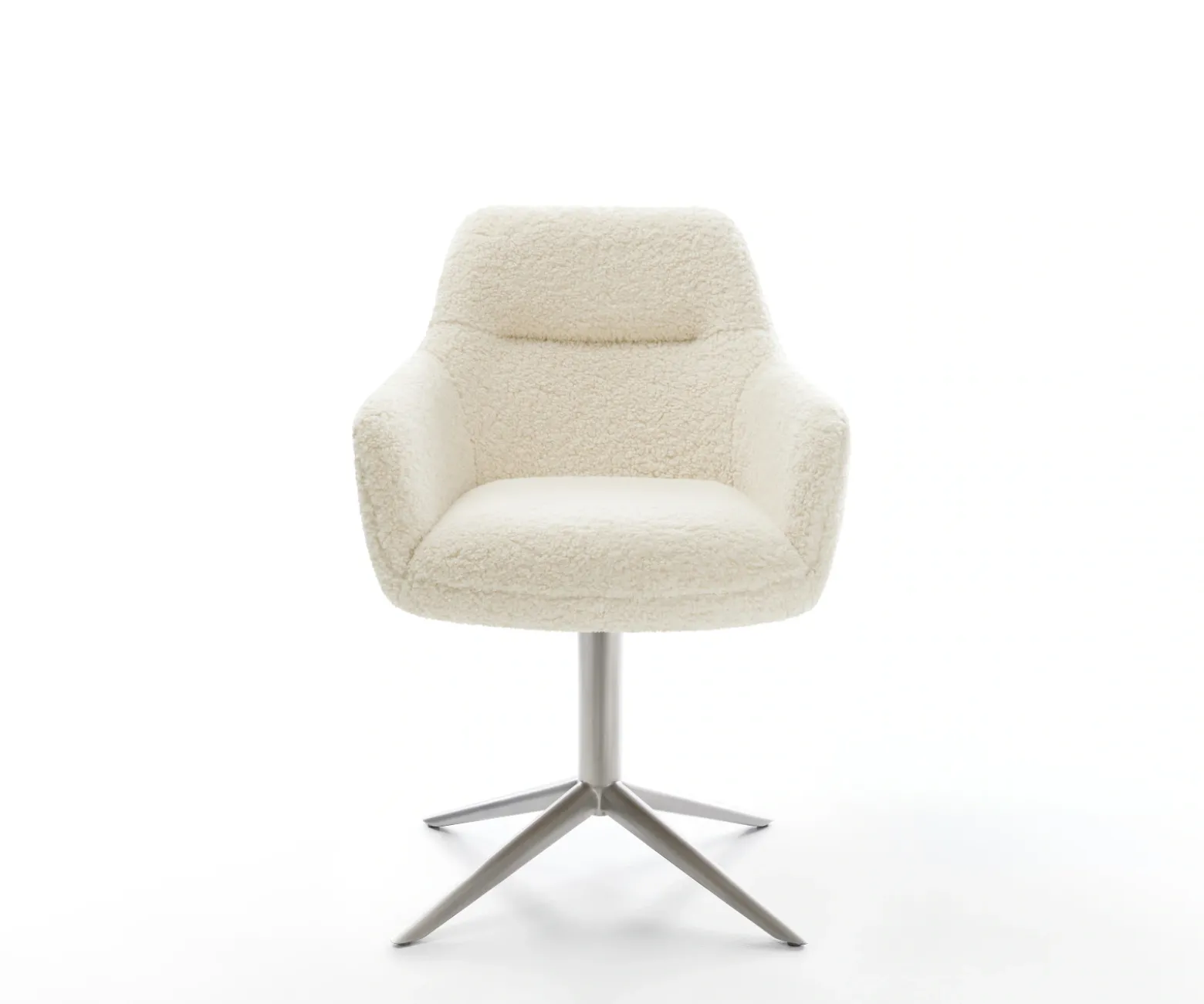 DrehstuhlPejo-Flex Teddystoff Beige Fußkreuz Edelstahl 360° drehbar Wippfunktion Taschenfederkern Sofort versandfertig