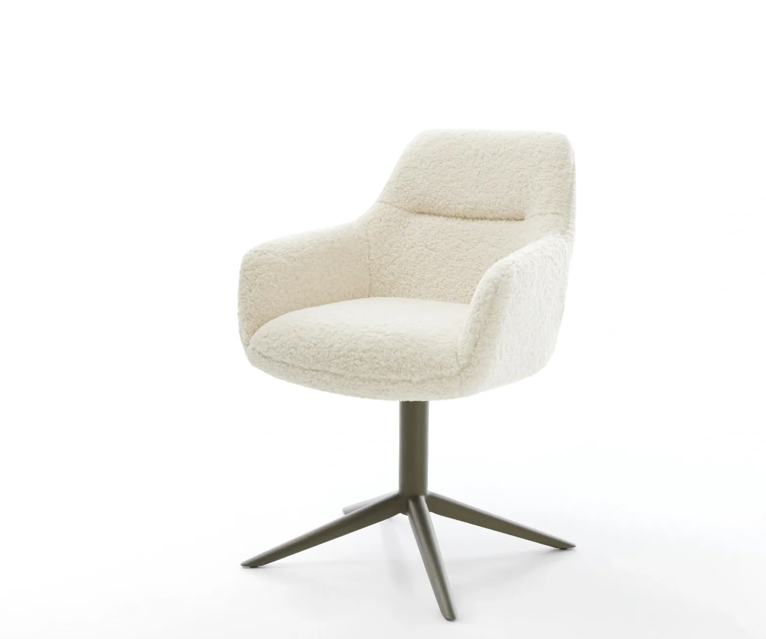 DrehstuhlPejo-Flex Teddystoff Beige Fußkreuz Effektfinish Titan 360° drehbar Wippfunktion Taschenfederkern Sofort versandfertig