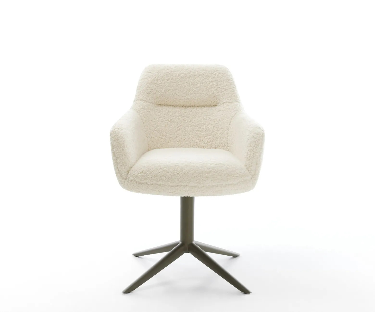 DrehstuhlPejo-Flex Teddystoff Beige Fußkreuz Effektfinish Titan 360° drehbar Wippfunktion Taschenfederkern Sofort versandfertig