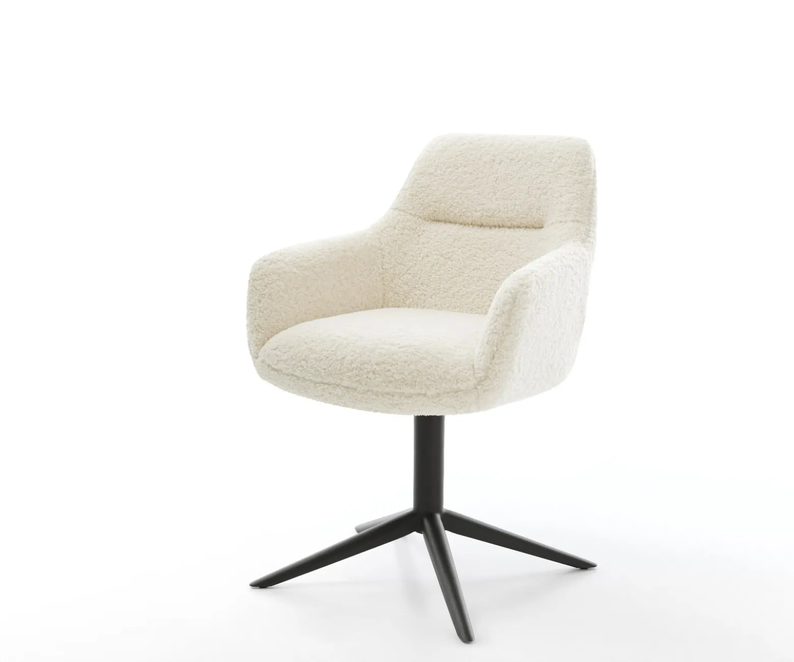DrehstuhlPejo-Flex Teddystoff Beige Fußkreuz Schwarz 360° drehbar Wippfunktion Taschenfederkern Sofort versandfertig