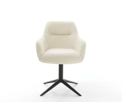 DrehstuhlPejo-Flex Teddystoff Beige Fußkreuz Schwarz 360° drehbar Wippfunktion Taschenfederkern Sofort versandfertig