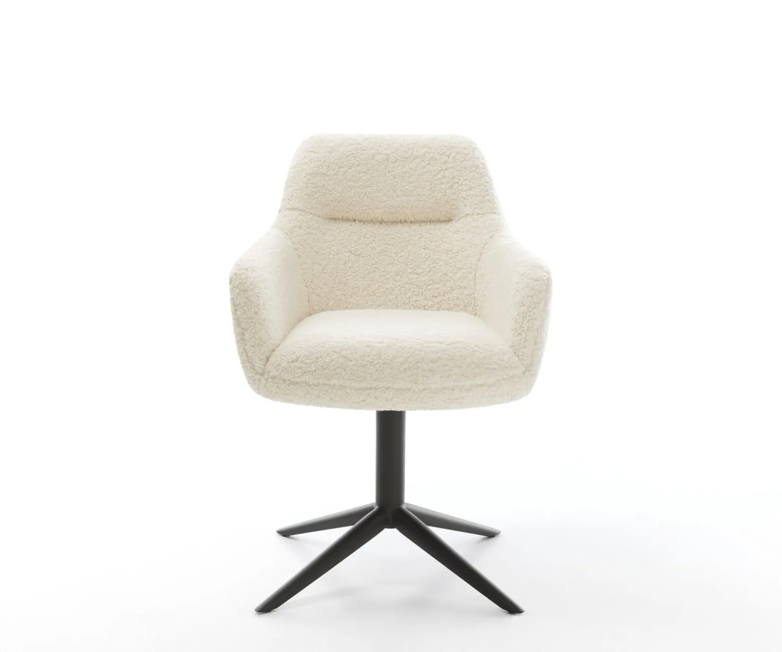 DrehstuhlPejo-Flex Teddystoff Beige Fußkreuz Schwarz 360° drehbar Wippfunktion Taschenfederkern Sofort versandfertig