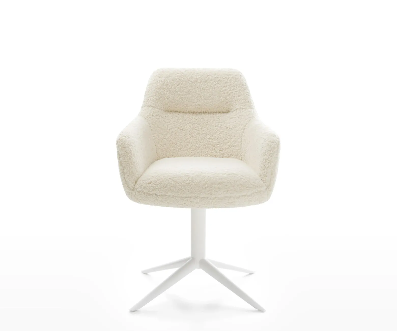 DrehstuhlPejo-Flex Teddystoff Beige Fußkreuz Weiß 360° drehbar Wippfunktion Taschenfederkern Sofort versandfertig